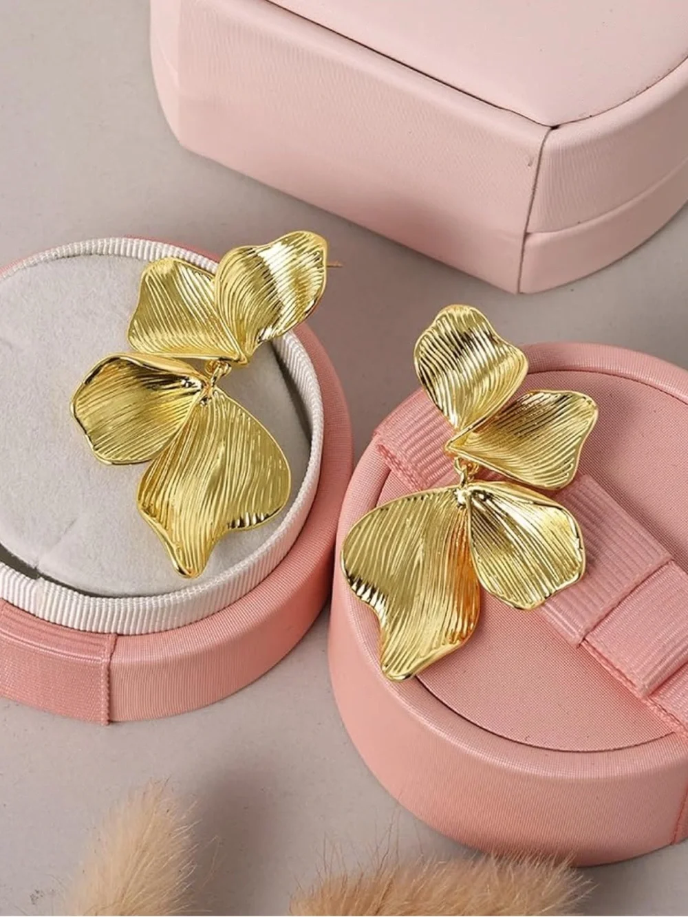 14k Gold Plated Floral Petal Earrings NEW
